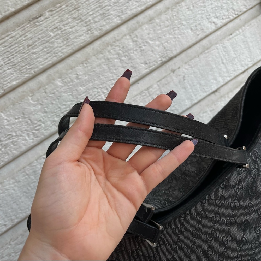 GUCCI Black Monogram Tote Y2K Vintage Shoulder Bag GG Web - Picture 2 of 11